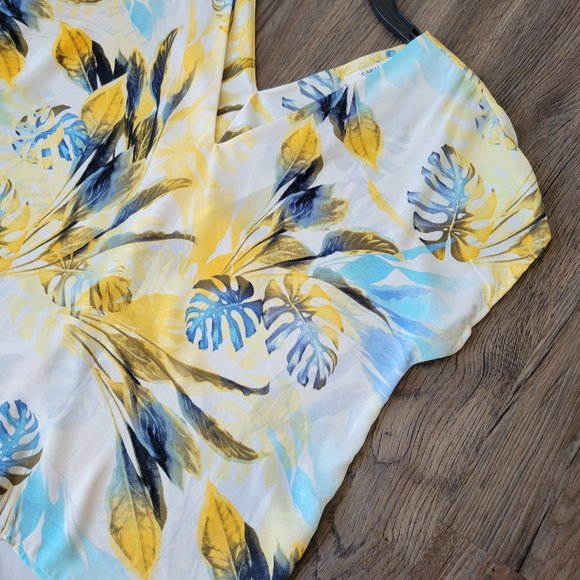 Cap Sleeve Tropical Top - Yellow - Medium - Picture 4 of 5